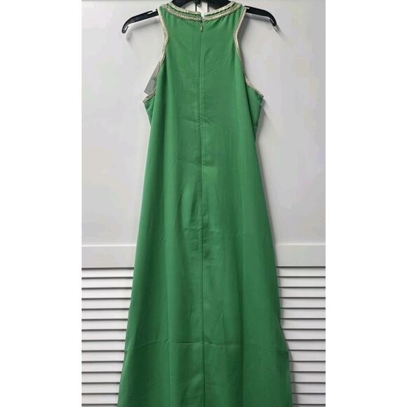 NWT LILLY Pulitzer Taylane Embroidered Maxi Shift Dress Kelly Green Gold Sz 6 - Picture 9 of 9